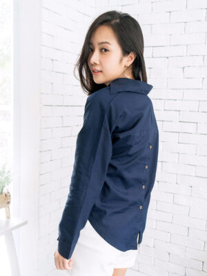 Back Botton Placket Shirt [Navy]